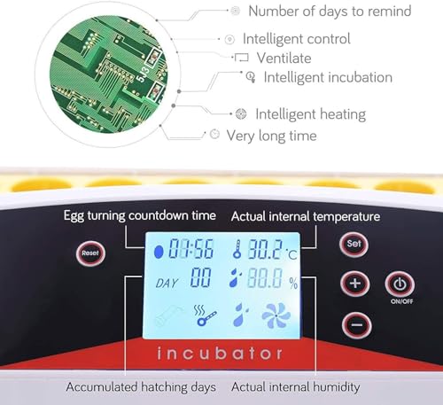 55 Egg Incubator with Humidity Display, Egg Candler, Automatic Egg Turner, for Hatching Chickens - Thumbnail 7