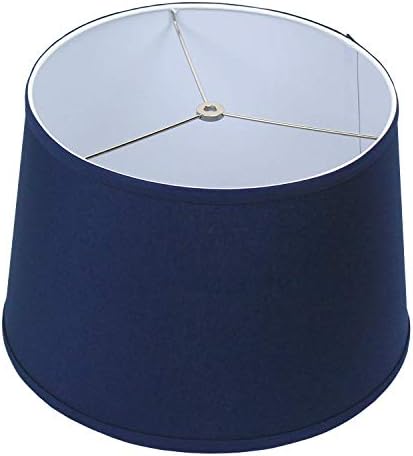FenchelShades.com 13" Top Diameter x 15" Bottom Diameter x 10" Height Fabric Drum Lampshade Spider Attachment (Linen Navy Blue)
