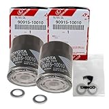 Genuine OEM Engine Oil Filter 90915-10010 Replacement (2pcs) + DIINGO Engine oil Plug Drain Gasket