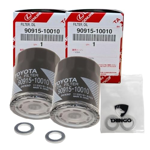 Genuine OEM Engine Oil Filter 90915-10010 Replacement (2pcs) + DIINGO Engine oil Plug Drain Gasket 90430-12031 (2pcs) For V6 3.5L 3.4L Tundra 2022-2024 - Sequoia 2023-2024 - 90915-YZZN3 new version