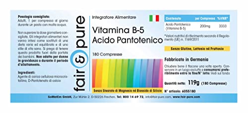Vitamin B5 Tabletten 200mg Pantothensäure vegan ohne Zusatzstoffe