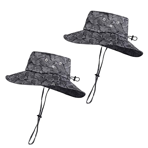 KOOLSOLY Breathable Wide Brim Boonie Hat Outdoor Waterproof UPF 50+ Sun Protection Mesh Safari Sun hat for Travel Fishing
