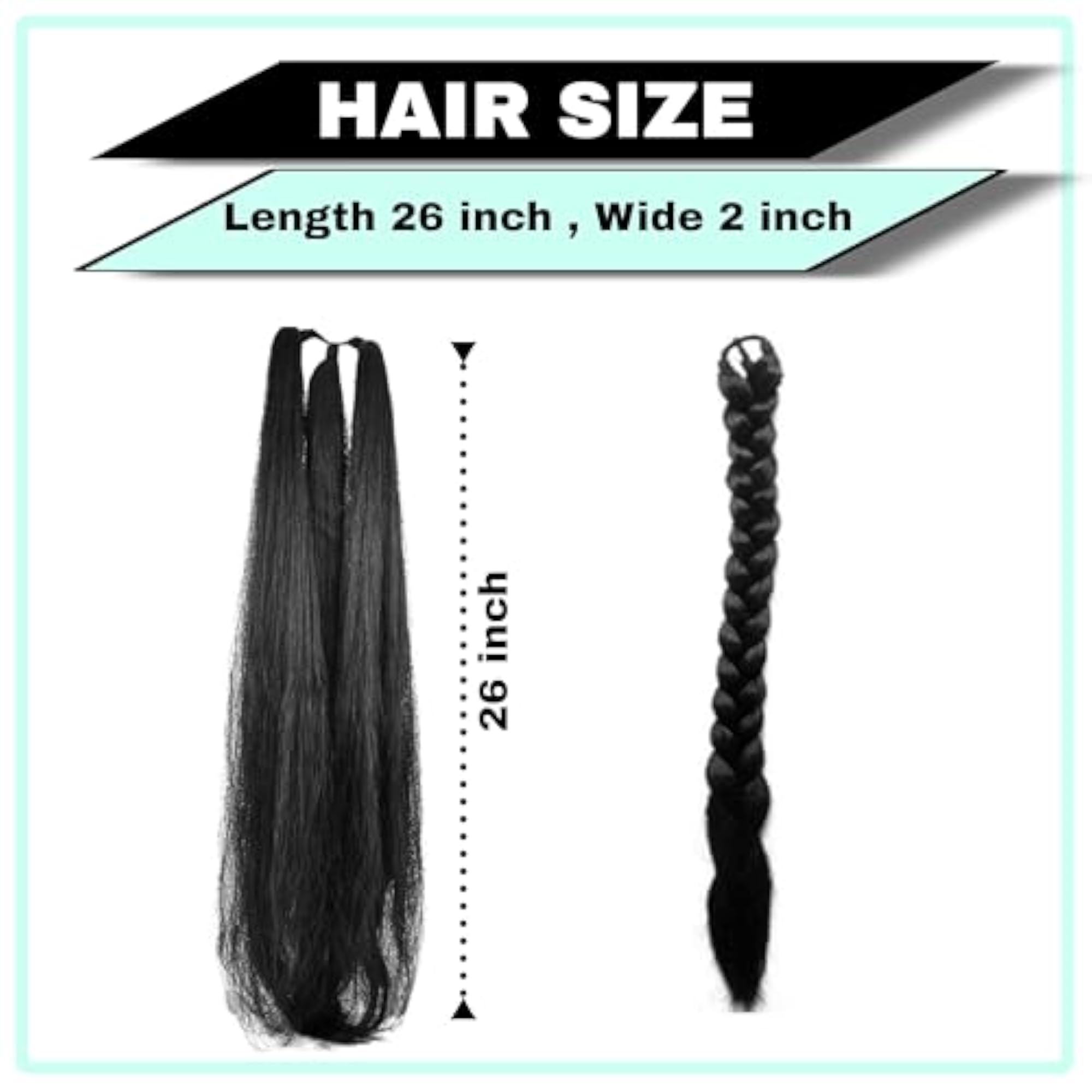 Artificial Hair Braid Extension for Women & Girls, Black