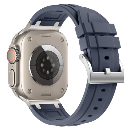 Image of Compatible with Apple Watch Series 11 10 Strap 46mm,Ultra 3 /2 /1 49mm Silicone Straps Compatible with iWatch Series 9 /8 /7 /6 /5 /4 /SE 3 45mm 44mm with Stainless Adapter (NO WATCH)