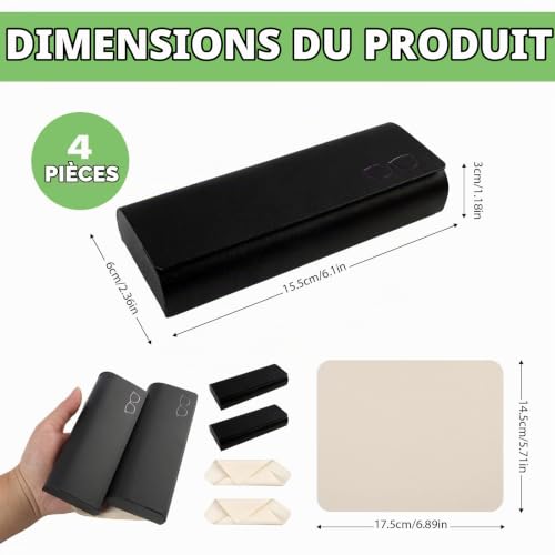 PaYuanRaoTi 2PCS Etui Lunettes, Etui Lunettes Rigide A Rigide En Metal Pour Protection Quotidienne Boite A Elegante Et Durable Pour Transport Rangement Et Protection – vue 2