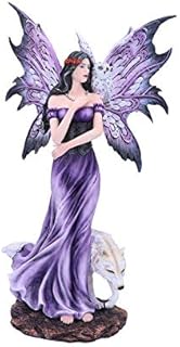 Nemesis Now Amethyst Purple Wolf and Owl Fairy Companion Figurine, Polyresin,39.5cm