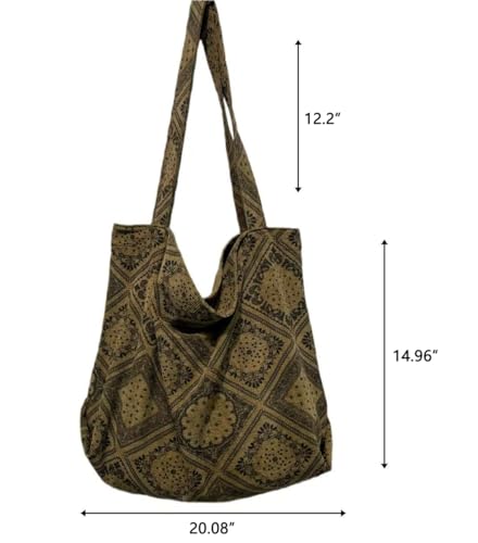 Image of 2026 Corduroy Tote Bag with Zipper Large Casual Handbags Shoulder Purse for Women