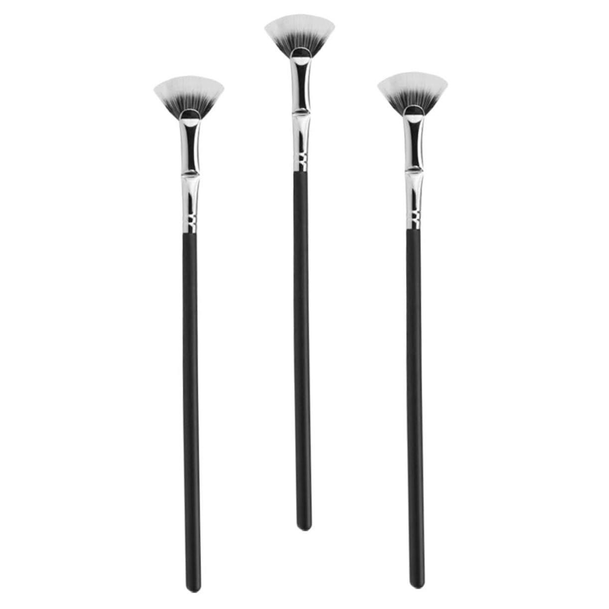 Baluue 3pcs Black Angled Fan-shaped Mascara Fan Brushes for Women Eye Lash Brush Eye Makeup Tools