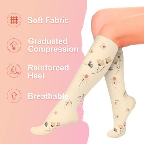 Image of Iseasoo 4 Pairs Compression Socks for Women Circulation-Best Support for Nurses,Running,Athletic,Travel