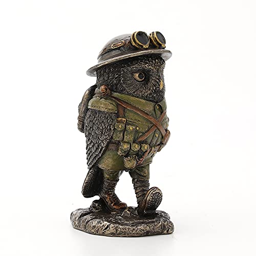 Veronese Design WU77773A4 4 1/8 Inch Tall Sargent Major Oscar Whisky Lima Steampunk Owl Cold Cast Bronzed Resin Animal Sculpture Collectible Military Figurines thumb #2
