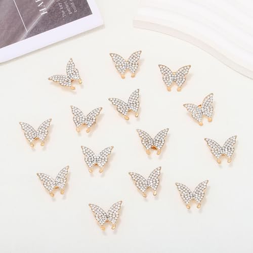 Pinzas para el cabello mini mariposa doradas con pedrería 15 pcs miniatura 2