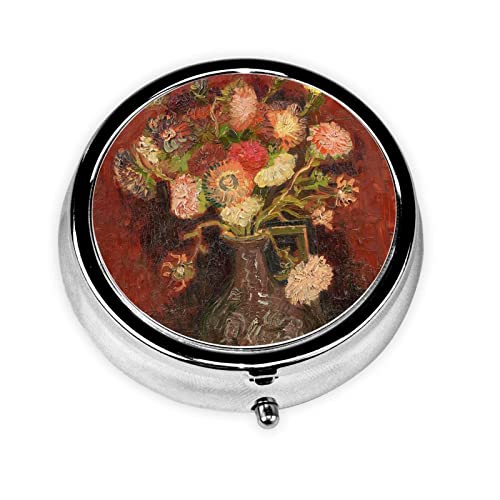 ヴィンセント・ファン・ゴッホ 『カーネーションのある花瓶』 ピルケース 薬ケース くすりいれケース サプリケース 携帯用 小物入れ 薬飲み忘れ防止 コンパクト かわいい おしゃれ 小型収納ケース 長く 使える