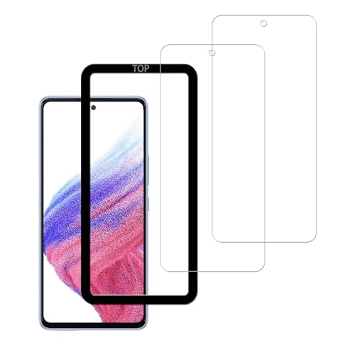 対応 Galaxy A53 5G SC53C SCG15 用の ガラスフィルム (2枚入り)強化ガラス 液晶 保護フィルム 硬度9H 国産硝子素材 ガイド枠付き