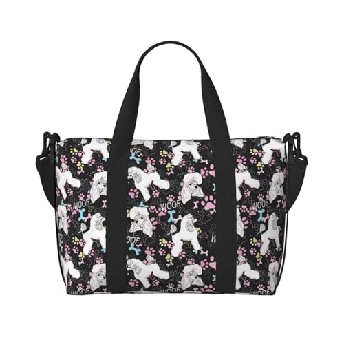 Carry On Duffle Bags Overnight Weekender Bags for Women, Artistic Poodle Dog Multicolor Personal Item Travel Bag, Travel Essentials Sport Gym Bag for Men Women