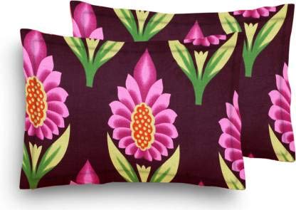 Home Elite Designer Printed 2 Piece Cotton Pillow Cover Set - 17 x 27, Multicolour