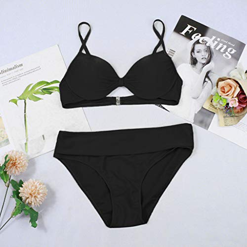 Conjunto de biquíni feminino Weite sexy com duas peças e alças franzidas, maiô acolchoado push-up, V