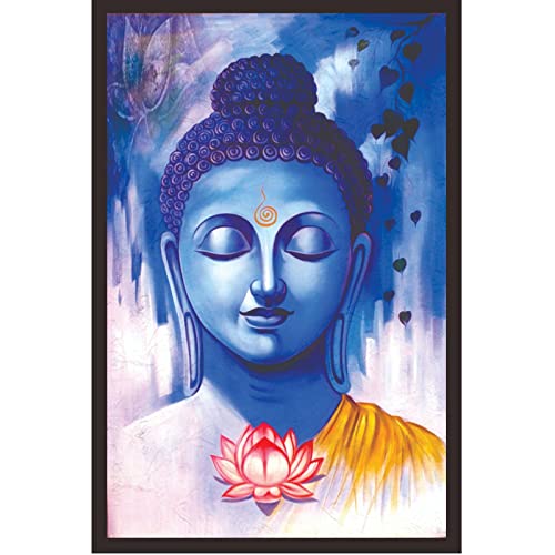 Mad Masters Lord Buddha Framed Photo, Gautam Budha Wall Hanging Home Decor Painting for Living Room & Bedroom Decoration (18 x 12 Inch,Paper)