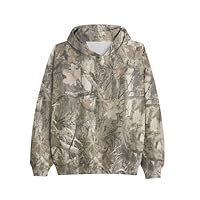 Qifeodm Womens Camo Hoodie Oversized Fleece Maple Leaf Hooded Sweatshirt Graphic Print Pullover Hoodies with Pocket Khaki Green X-Large