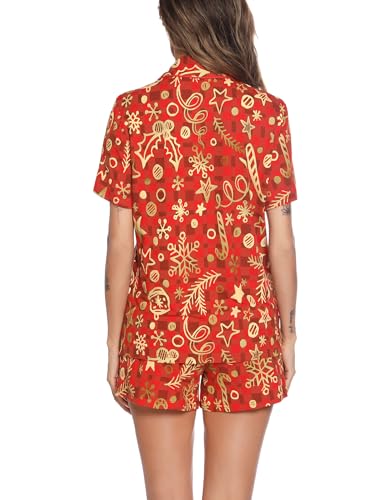 Image of Pjmlifecoco Women's Modal Pajama Set Short Sleeve Button Down Two Piece Soft Sleepwear with Shorts Loungewear S-XXL