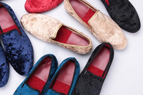 Santimon Men's Loafers & Slip-Ons Prom Party Dress Velvet Penny Loafers Fashion Tuxedo Wedding Casual Business Luxury Shoes Smoking Bar Disco Moccasins for Men Boy 6