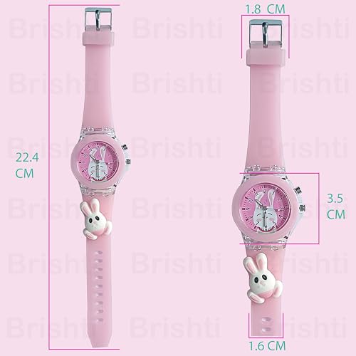 Image of Brishti 3D Cartoon Character Multicolored Glowing Digital Light and Girl's Analogue Wrist Watch | Unique 3D Cute Cartoon Character on Strap | Soft Silicone Strap | Suitable for Age 3-12 Year Kids