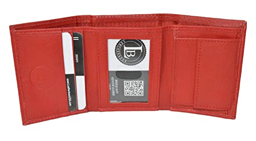 Image of LB LEATHERBOSS Boys Slim Compact Id and Coin Pocket Trifold Wallet (Red)
