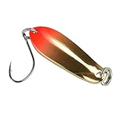 guter Forellenköder FTM Spoon Boogie Forellenblinker 1,6g - Blinker zum leichten Spinnfischen auf Forelle, Forellenköder für Forellenteich & See, Farbe:rot/goldfarben