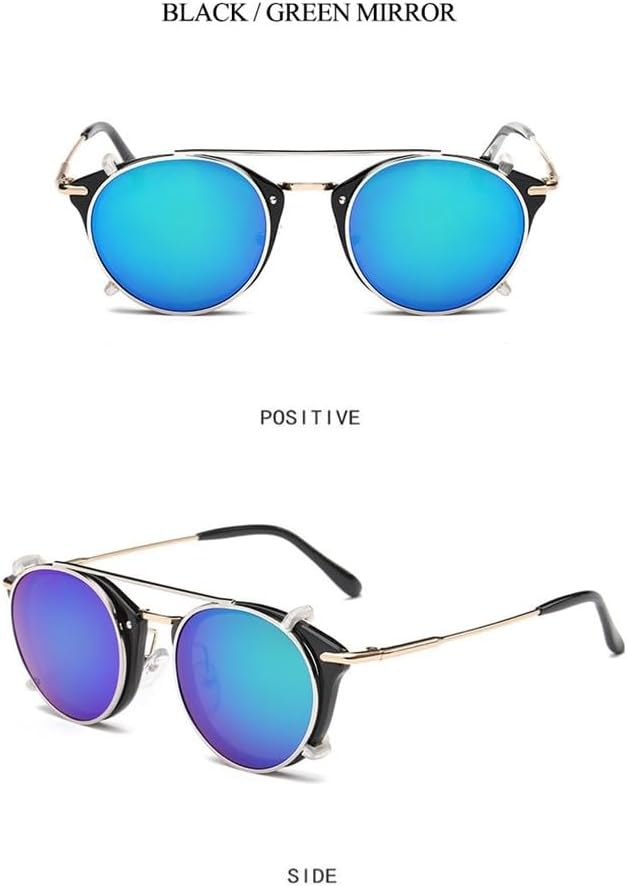 Retro Women Steampunk Sunglasses Flip Separable Fashion Men Round Punk Glasses UV400