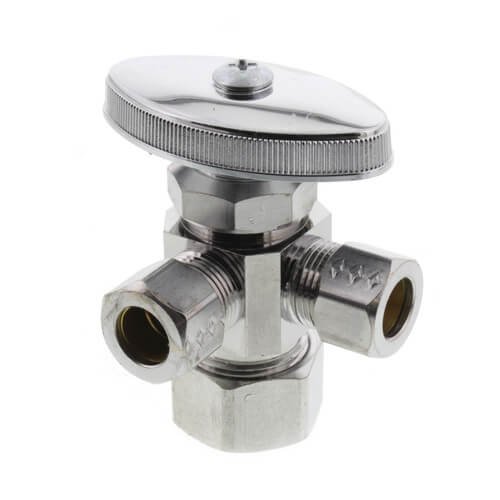 5/8" OD Compression x 3/8" OD Compression x 3/8" OD Compression Angle Supply Stop (Chrome)