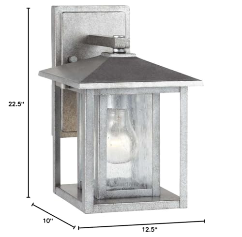 Image of Generation Lighting 88025-57 Hunnington One - Light Outdoor Wall Lantern Outside Fixture, Weathered Pewter, 1-Light, cETL Listed, Safety Rated for Wet Locations, Aluminum Construction