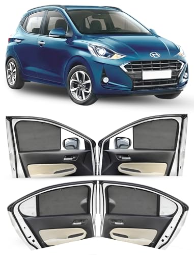 Image of Autofact Car Sunshades for Hyundai Grand I10 Nios (2019 to 2025), UV Protection, Useful Car Accessories, Custom fit Sun Shades for Side Windows, Set of 4