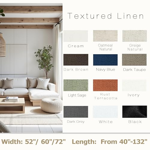 Image of KOUFALL Cream Beige Back Tab Linen Blackout Curtains 36 by 40 for Bedroom