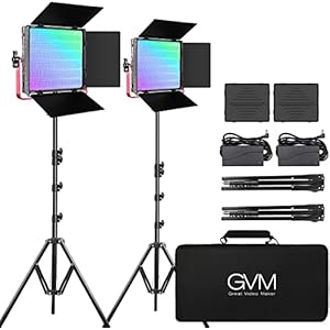 GVM 1200D RGB Videoleuchte LED mit Stativ, 50W Studiolicht LED Video Beleuchtung, 3200K-5600K videokonferenz licht Dauerlicht für Studio YouTube Video, LED Videolicht, Kameralicht fotolicht