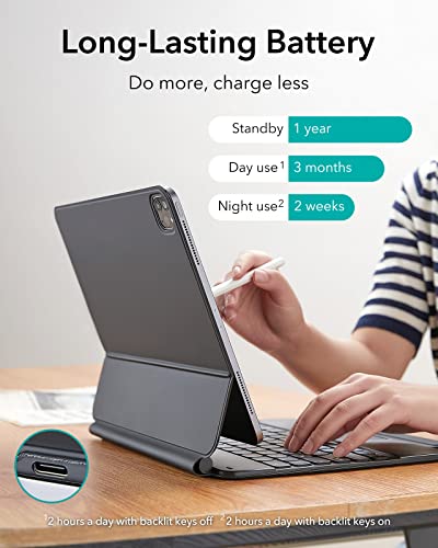 Esr Rebound Magnetic Keyboard Case, Ipad Case With Keyboard Compatible With Ipad Pro 12.9, Easy-Set Floating Cantilever Stand, Precision Multi-Touch Trackpad, Multi-Color Backlit Keys, Black #TOP6
