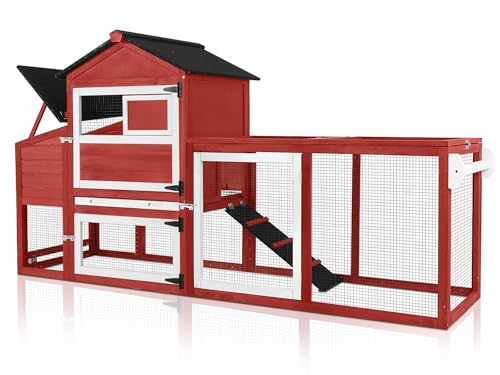 MEDEHOO Chicken Coop for Outdoor - Poultry Cage with Wheels,