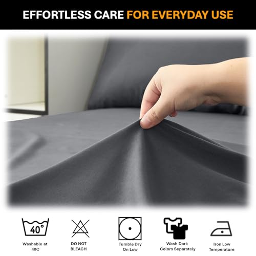 2 Pack Small Double Fitted Sheet (30Cm) - 4Ft Ultra Soft Microfibre Bed Sheets, Breathable, Shrink And Fade Resistant, Easy Care For Small Double Beds (Small Double/4Ft, Charcoal Grey) - 7