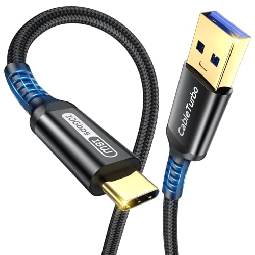 10Gbps Android Auto USB C Cable 2FT USB 3.1 Gen2 Data Transfer & 3A Fast Charging USBA to USB C CarPlay Cable Braided Cord for iPhone 17/16/15 Galaxy S26/S25 SSD Xbox/PS5 Tablet Dashcam and More