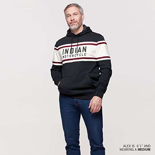 Indian Motorcycle Men's Pullover Hoodie Sweatshirt, Navy, Drawstring Hood - 28629003