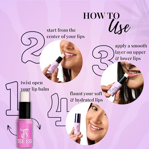 Image of TEE ESS Unisex Vanilla Lip Balm | Hydrating & Plumping Lip Care with Vitamin E, Shea Butter, Jojoba Oil | 4 gms