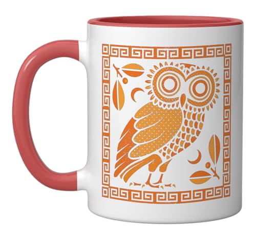 Taza de Cerámica Búho de Atenea 11 oz Rojo/Blanco miniatura 1