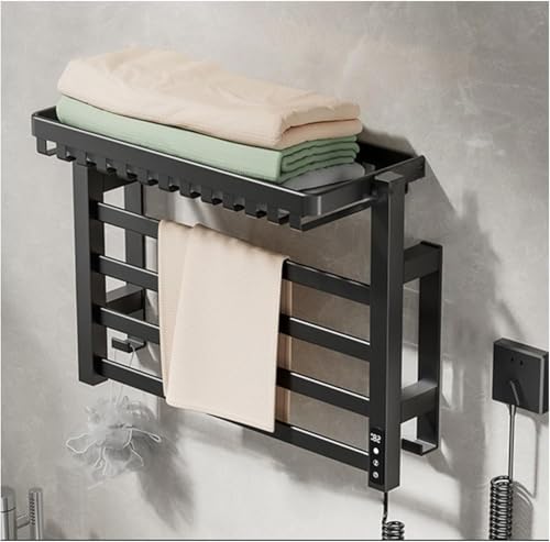 CFWSHJ Right Line Toallero eléctrico para secar Toallas, de bajo Consumo, montado en la Pared, Accesorios de baño con calefacción, secador de Toallas con Estante Superior (Blanco a, línea Izquierda)