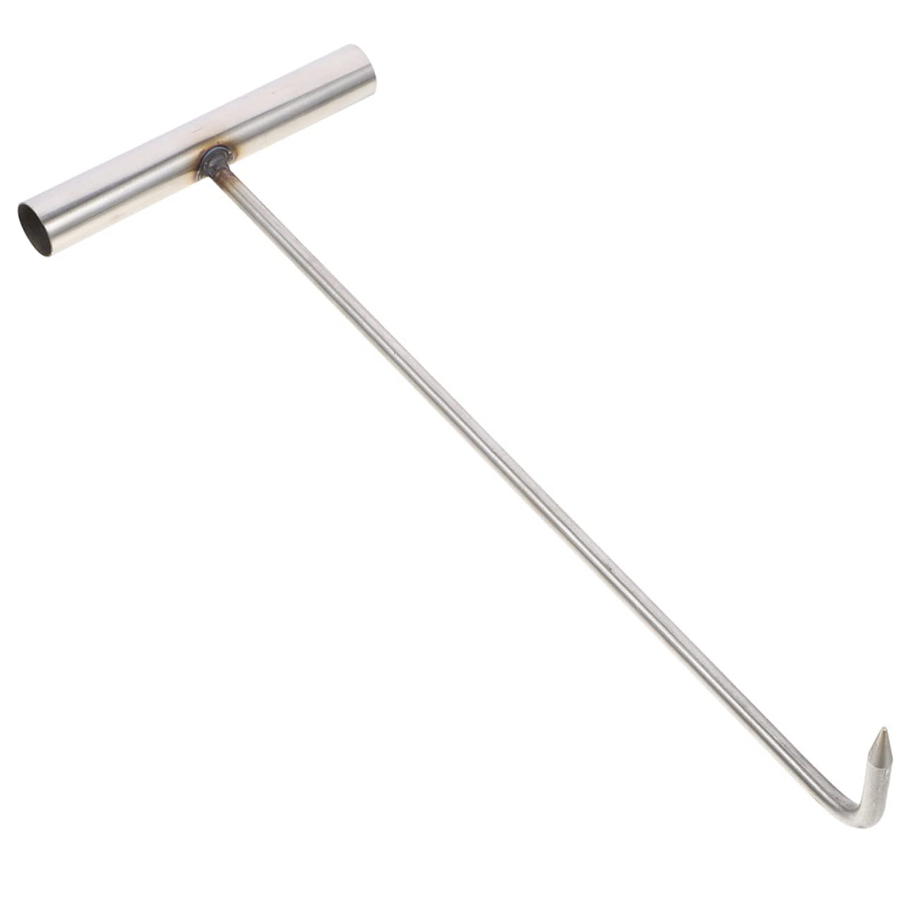 MUCKLILY Manhole Cover Hook Home Security Organization Lifters Hooks Tool Trampoline Hook Puller Manhole Cover Lifter Metal Manhole Lid Hook Manhole Lifting Gadget Stainless Steel Silver