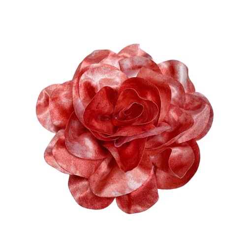 Image of Dainty Dyed Satin Fabric Leopard Print Rose Flower Extra Large Big Brooches Lapel Pins for Women Delicate Silk Floral Flower Oversized Brooch Pin for Wedding Party Banquet Dress Suit Ceremony Clothes Accessories Jewelry Gifts 7.5in