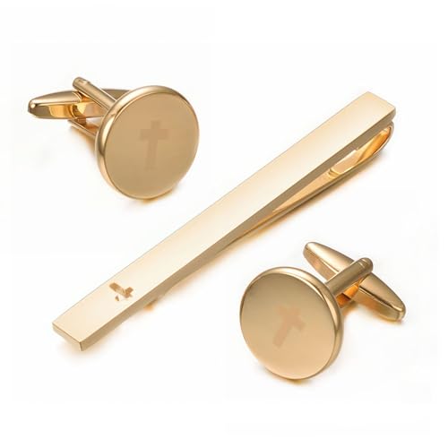 Gold Silver Black Tie Clip and Cufflinks for Men Necktie Tie Bar Clips Cuff links Western Set Mens Accessories Jewelry For Business4