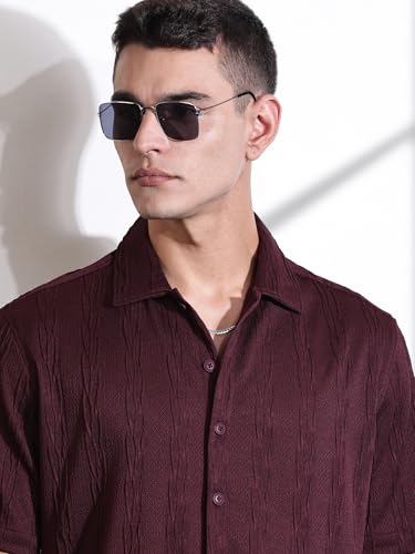 Image of Thomas Scott Men Polyester Blend Solid Oversized Fit Shirt