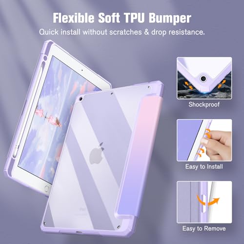 Image of Fintie Hybrid Slim Case for iPad 9th / 8th / 7th Generation (2021 /2020 / 2019) 10.2 Inch - [Built-in Pencil Holder] Shockproof Cover with Clear Transparent Back Shell, Fantacy Ombre
