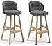 Drewno bar stołki Zestaw 2 wysokości licznika z tylnymi lnianami bar Krzesła do kuchni jadalnia wyspa Counter wysokość barstools 4 kolory, 68 cm / 78 cm (Kolor: niebieski, rozmiar: 68 cm)