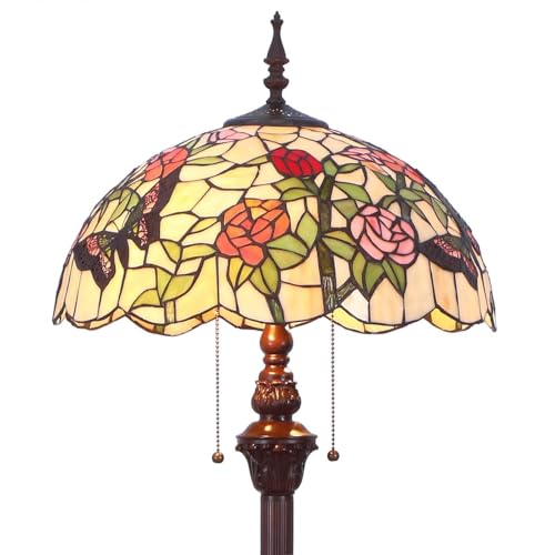 Bieye L31408 65 pouces Papillon Lampadaire en verre teinté Tiffany style