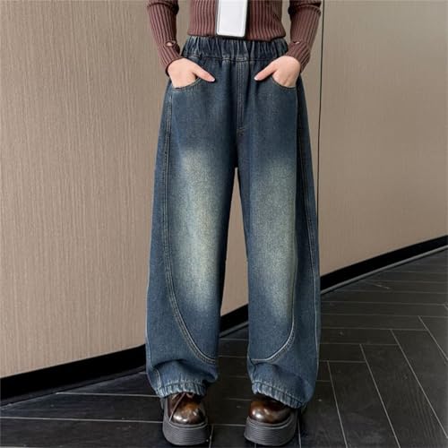 Baggy Straight Wide Leg Jeans Girls Loose Elastic High Waist Palazzo Denim Pants Patchwork Vintage The Elephant Pants2