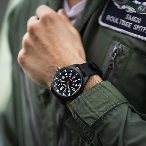 Image of Black Outdoor Sport Watch MAR-043 | Tactical Analog Time, Date Window, Japanese Quartz, 5ATM Waterproof, Lightweight Breathable Strap, Work Outdoor Gift